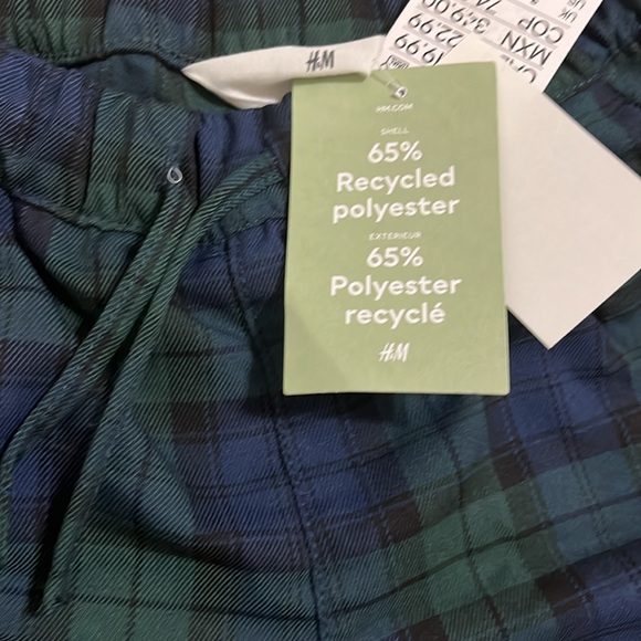H&M Boys US 4T CA 3-4A Plaid Green/Blue Pants w Pockets x 2 front 1 back NWT $26 - Picture 9 of 14